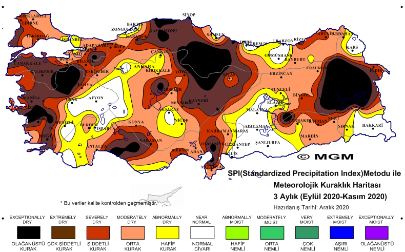 Meteorolojinin haritasında 'olağanüstü ve çok şiddetli' kuraklık