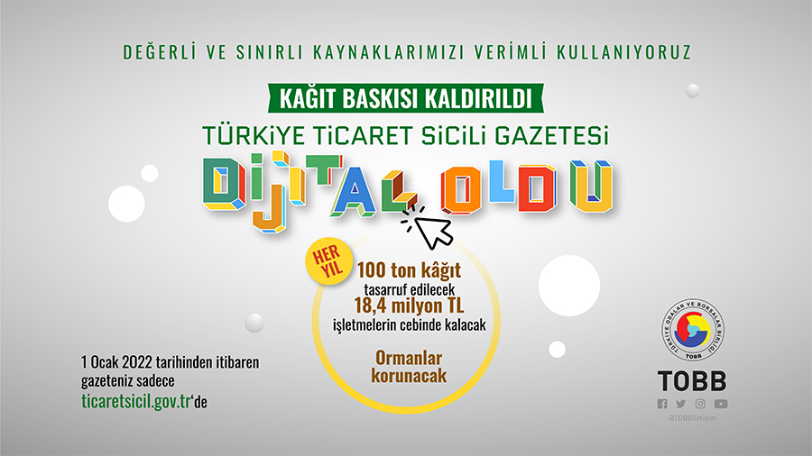 Ticaret Sicili Gazetesi artık sadece internet ortamında yayımlanıyor